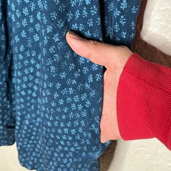 Peruvian Connection Women's Teal Blue Pima Cotton Dress Pockets 3/4 Sleeve Large - Picture 2 of 9